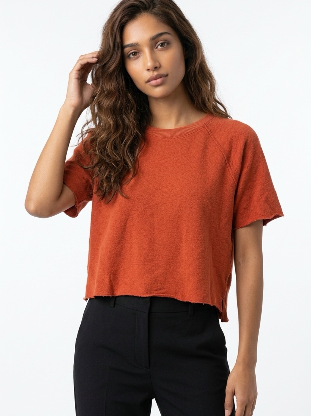 AERIE | Orange Boxy Short Sleeve Crewneck Sweatshirt Women’s Size Large